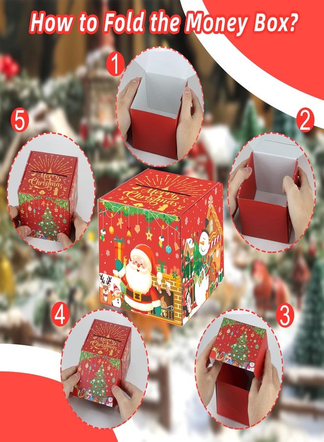 WenmthG Christmas Money Box for Cash Gift Pull - Christmas Surprise Money Gift Box for Boys Girls - DIY Money Pull Box with 100Pcs Transparent Bags - BestGift for Kids Adults - Red - Image 4
